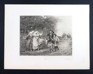The Miller His Son and The Ass, by E. Lejeune 1892 Groupil Photogravure - Picture 1 of 5