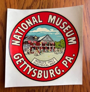 VINTAGE ORIGINAL 1946 GOLDFARB "NATIONAL MUSEUM" GETTYSBURG PA TRAVEL DECAL ART - Picture 1 of 6