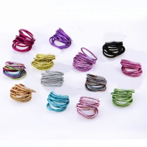 10Pcs Glitter Shining Kids Elastic Hair Band Girls Rubber Band Hair Ties Lots - Picture 1 of 21