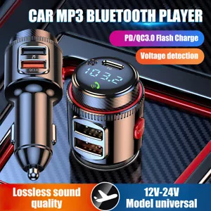 Bluetooth 5.0 Car Wireless FM Transmitter Adapter 2USB PD Charger Hands-Free - Picture 1 of 16