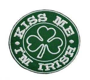 Kiss Me I'm Irish Embroidered Applique Iron On Patch Two Sizes St. Patrick Day - Picture 1 of 2