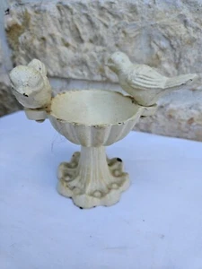Vintage Cast Iron Mini Bird Butterfly Feeder Rustic Garden Decor Original Tag - Picture 1 of 11