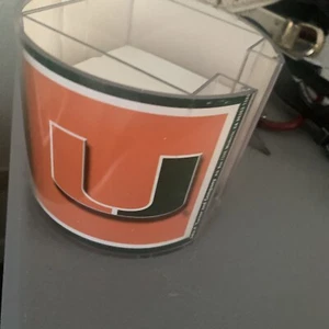 Miami Hurricane Post It Holder With Small Bear Top Just Selling Football - Picture 1 of 7