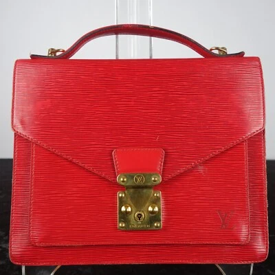 Bolso de Mano Monceau Vintage Louis Vuitton Rojo Cuero Epi con Llave Foto 1 de 4