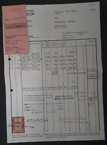 1942 Czechoslovakia Invoice Document ties 1K Revenue stamp Plzeň - Bild 1 von 3