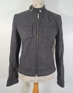 DOLCE & GABBANA Wool Jacket Herringbone Grey Collared Full Zip Women's Size 42 - Picture 1 of 24