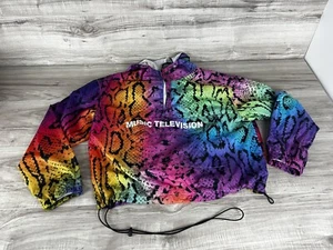 MTV Snakeskin Rainbow Windbreaker Jacket Size Medium 90s Retro Nostalgia Rare - Picture 1 of 11