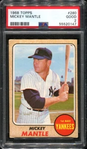 Mickey Mantle 1968 Topps #280 ** PSA 2 ** icona New York Yankees/baseball - Foto 1 di 2