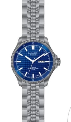 Automatic Watch Cavadini Men's Solid Titan Aviator Japan.uhrwerk Blue 1 23/32in - Image 1 of 2