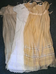 3 Children's White Wear Clothing Vintage Lace / Silk / Cotton Christening Gowns - Picture 1 of 10