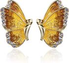Boucles d'oreilles papillon monarque monarque en émail hypoallergénique faites main - Uniq