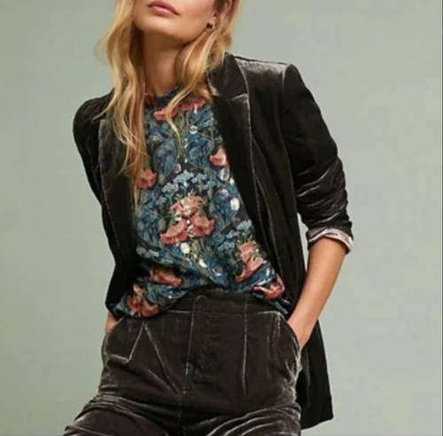 CHANEL Giacca Anthropologie Ett Twa Gallery blazer velluto manica lunga cocktail 6 B44