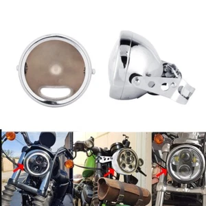 Chrome 5.75 Inch 5-3/4" LED Headlight Housing Bucket Motorcycle Holder Universal - Picture 1 of 12