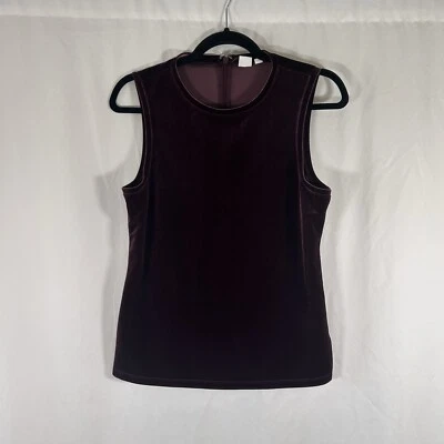 Gap Tank Top Women's Small Solid Purple Velvet Zip Back Sleeveless Stretchy - Image 1 of 4