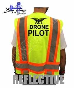 DROHNENPILOT HI-SICHTBARKEIT SICHERHEIT REFLEKTIEREND 2" STREIFEN WESTE KLASSE 2 GELB NEU! - Bild 1 von 6