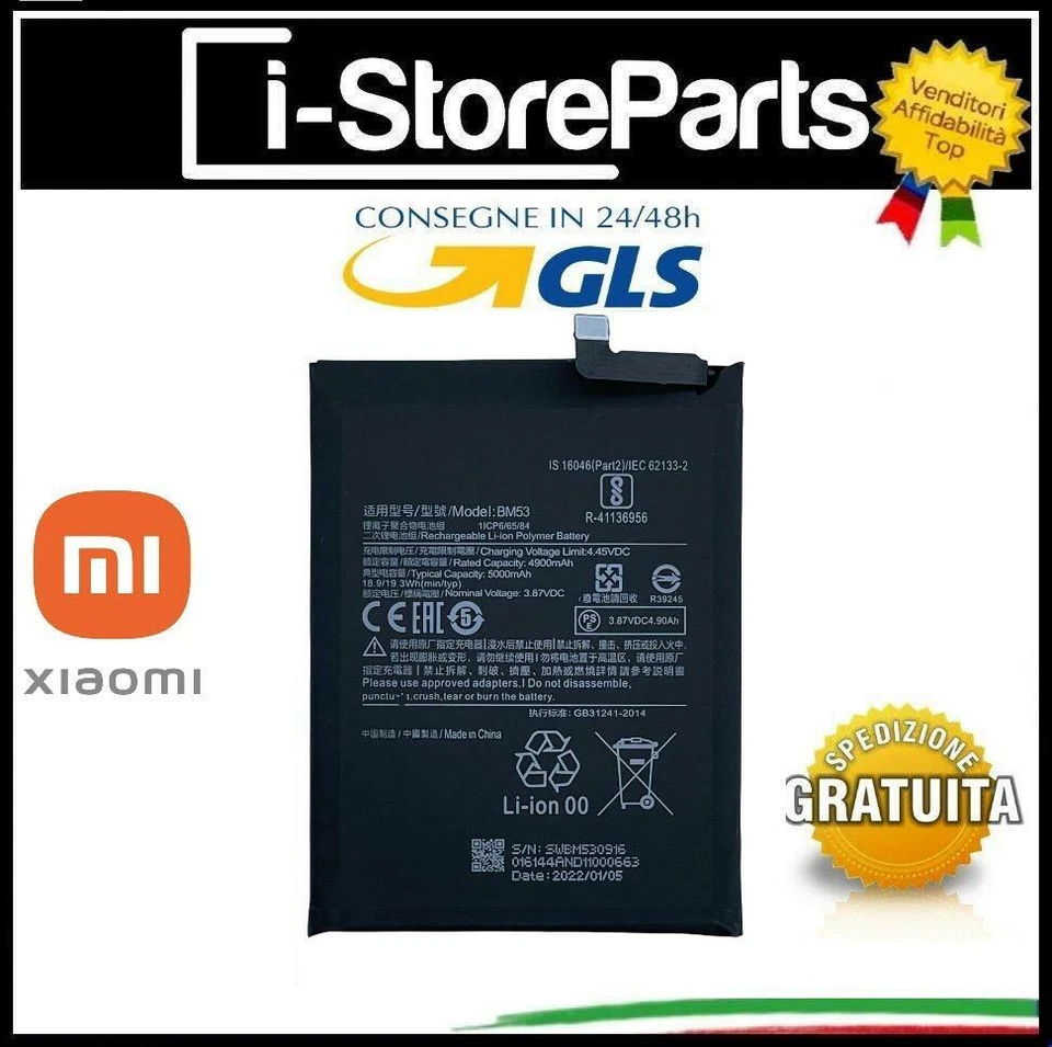 MARCA BATTERIA PARI ORIGINALE PER XIAOMI MI 10T 10T PRO BM53 5000mAh M2007J3SY PILA