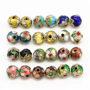 10pcs Cloisonne Enamel Round Spacer Loose Bead Jewelry Finding 6mm / 8mm - Picture 1 of 20