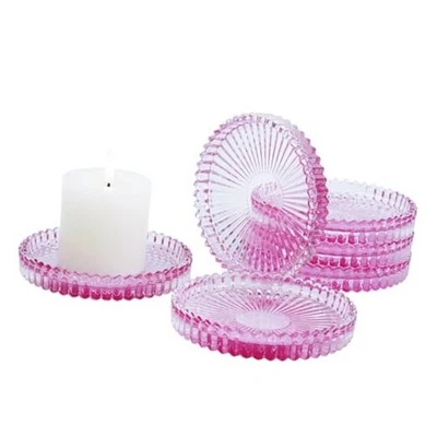 Juego de 6 platos portavelas de vidrio redondo para candelabros 6 rosas Foto 1 de 4