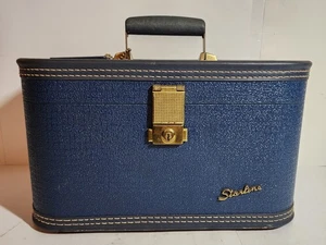 Starline Travel Suitcase 1950s Lady Baltimore Luggage Co 14" Vanity Blue W/Tray - Picture 1 of 13