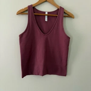 Athleta Aurora Tank Top Seamless Ribbed V Neck in Tawny Rose Size L - Picture 1 of 11