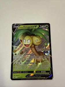 Juego de cartas coleccionables Pokémon Alolan Exeggutor V SWSH Black Star Promo SWSH225 Holo casi nuevo+ ahorrador de cartas - Imagen 1 de 2