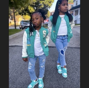 Disney Kids Teal and White Varsity Jacket NWT - Picture 1 of 5