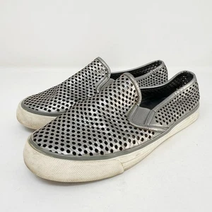 Tory Burch Damen-Slipper metallic silber perforiertes Leder Größe 6 - Bild 1 von 8
