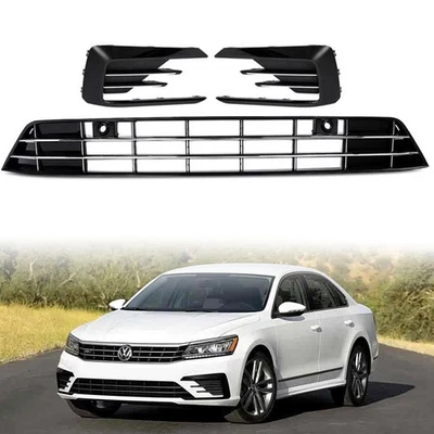 Fit VW Passat R-Line 2016-2019 Front Lower Grille Fog Light Cover W/ Sensor Hole Foto 1 de 4
