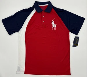 Polo Ralph Lauren Men's Performance Polo PK Shirt Red Blue Med NWT Free Shipping - Picture 1 of 4