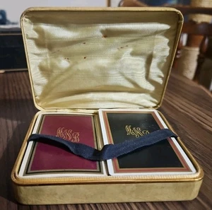 Vintage MNB Hardcase mit (2) Decks Bridge Size Monogramm Buchstaben Spielkarten - Bild 1 von 5