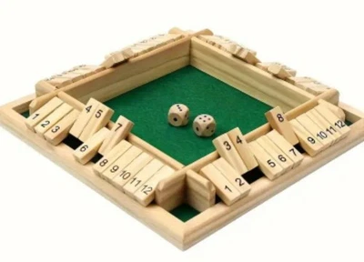 NEW Wooden Shut the Box Dice Game 2-4 Players Xmas Family Fun Gift Present - Image 1 of 4