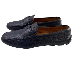 PRADA Mens Pebble Leather Logo Driving Loafer Slipper Sz 7.5 Shoes 2D2170 - Picture 1 of 11