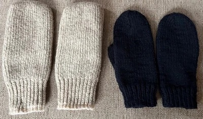VTG ragg wool mittens with terry-like lining + extra pair of wool knit mittens - Image 1 of 4