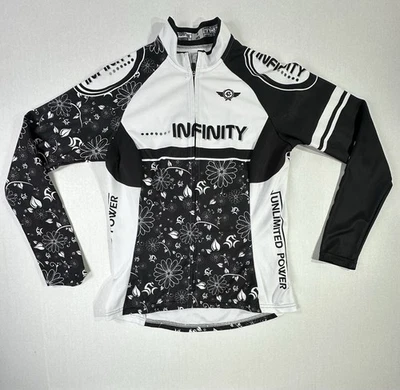 Infinity Cycling Jersey Long Sleeve BikeZone Black White Floral Size S Small - Image 1 of 4