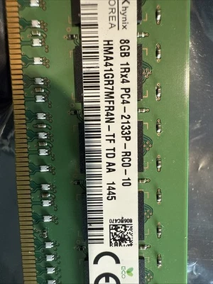RAM de servidor SK Hynix 8 GB 1Rx4 Pc4-2133p ECC Reg HMA41GR7MFR4N-TF Foto 1 de 2