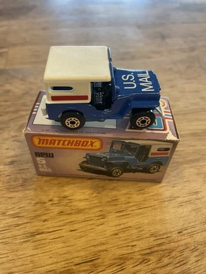 Lesney Matchbox Superfast 5 Jeep US Mail Blue Body Boxed 60mm Mail Truck Base - Image 1 of 4