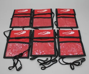 Lot of 6 Red Nylon Neck Lanyard Pen ID Card Pouch Holder Sleeve Holiday Tours - Picture 1 of 5