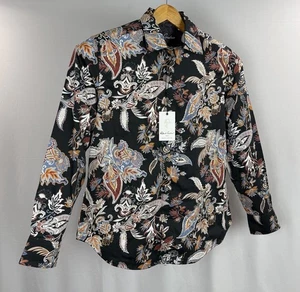 Camisa con botones Robert Graham para hombre XL bordada cachemira puños abatibles exclusiva NUEVA - Imagen 1 de 15
