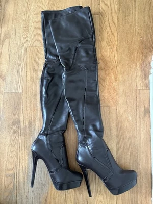 Colin Stuart Women's Leather Boots Size 7.5 Chocolate Brown Platform - Image 1 of 4