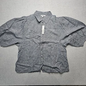 Chicos Leinen Ballonärmel Hemd Gr. 3,5 (18) klassische marineblaue Bluse Cottagecore - Bild 1 von 8