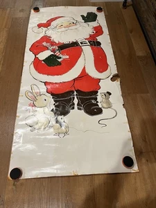 Vintage Santa Claus Christmas Door Poster (1940s-60s) - 76” x 35” - Picture 1 of 11