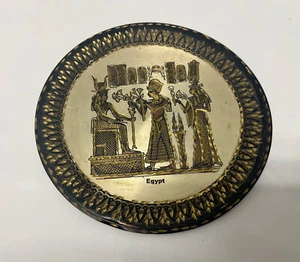 Beautiful Egyptian Brass Plate Wall Decor Etched 6.25” - Picture 1 of 7