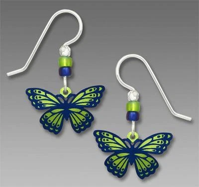 Pendientes Sienna Sky Plata de Ley 925 Gancho Verde Azul Oscuro Fantasía Mariposa Foto 1 de 4