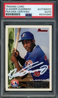 Vladimir Guerrero Montreal Expos Autographed 1995 Bowman Rookie Card #90 PSA/DNA - Image 1 of 2