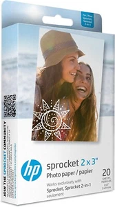 HP Sprocket 2x3" Premium Zink Sticky Back Photo Paper (20 Sheets) - Picture 1 of 5