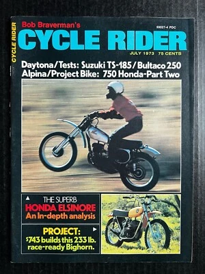 BOB BRAVERMAN’S CYCLE RIDER July 1973 Bultaco 250 Alpina Suzuki Elsinore Honda - Image 1 of 4