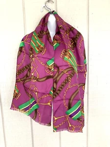 FRAAS VINTAGE sciarpa lunga equitazione cavallo briglia seta DONNA - Foto 1 di 5