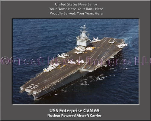 USS Enterprise CVN 65 Personalized Canvas Ship Photo 4 Print Navy Veteran Gift - Image 1 of 1