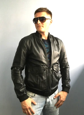 Armani Exchange lamb leather bomber jacket coat - Image 1 of 2