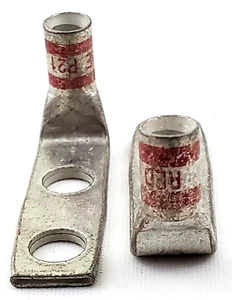 Lot of 2 Panduit LCDX8-14AF Two Hole 90 Degree #8 STR/FLEX 1/4" Stud Crimp Lugs - Picture 1 of 5